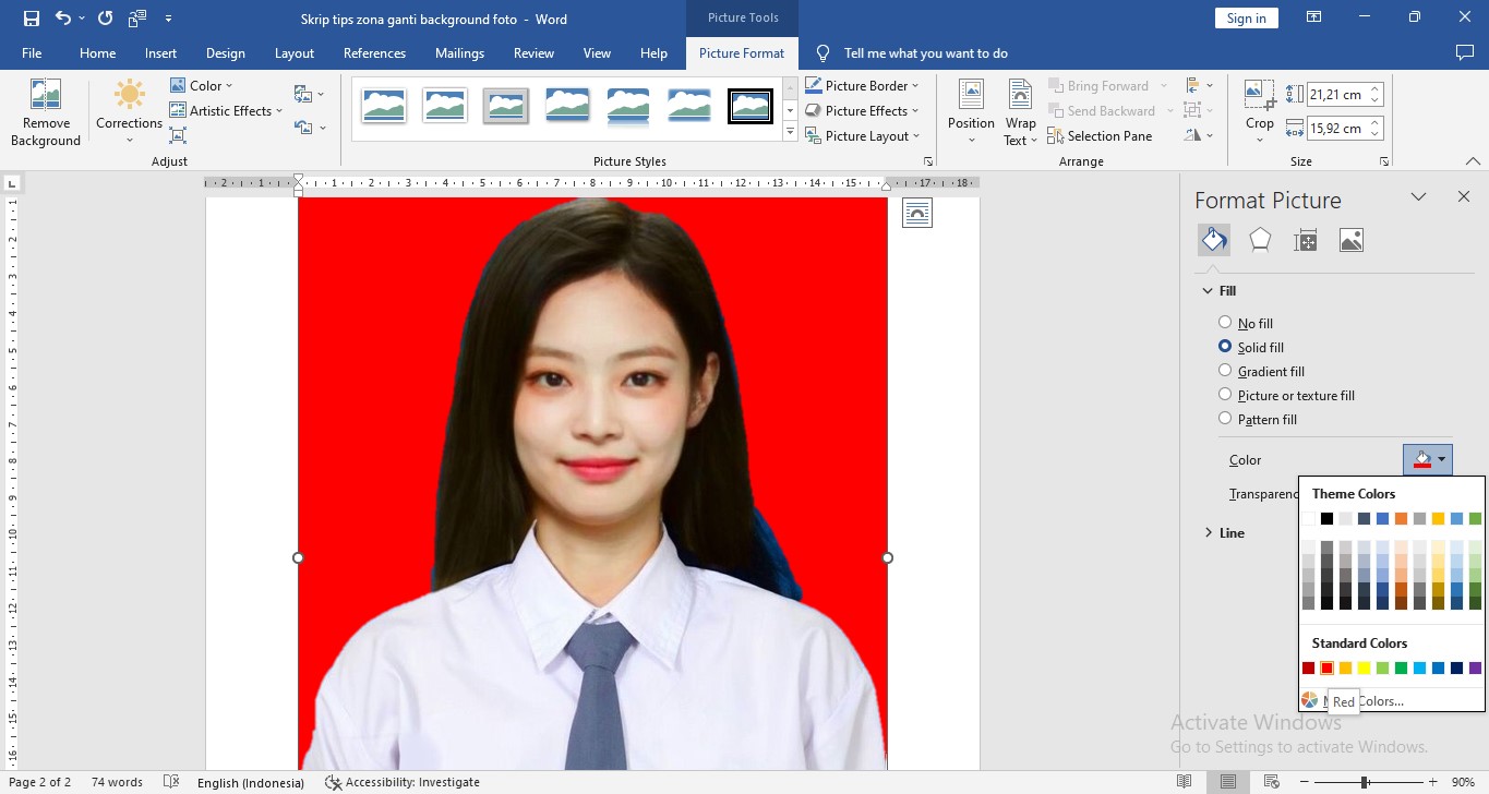 Tips Ubah Warna Background Foto Cuma Pakai Microsoft Word, Sobat Zona Wajib Tahu!