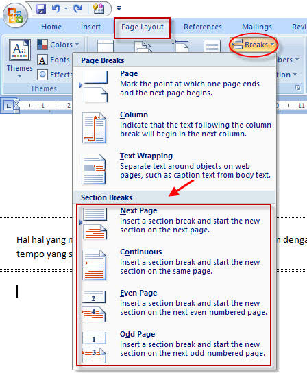 Cara Mudah Memisahkan Halaman Di Microsoft Word Micro 5001